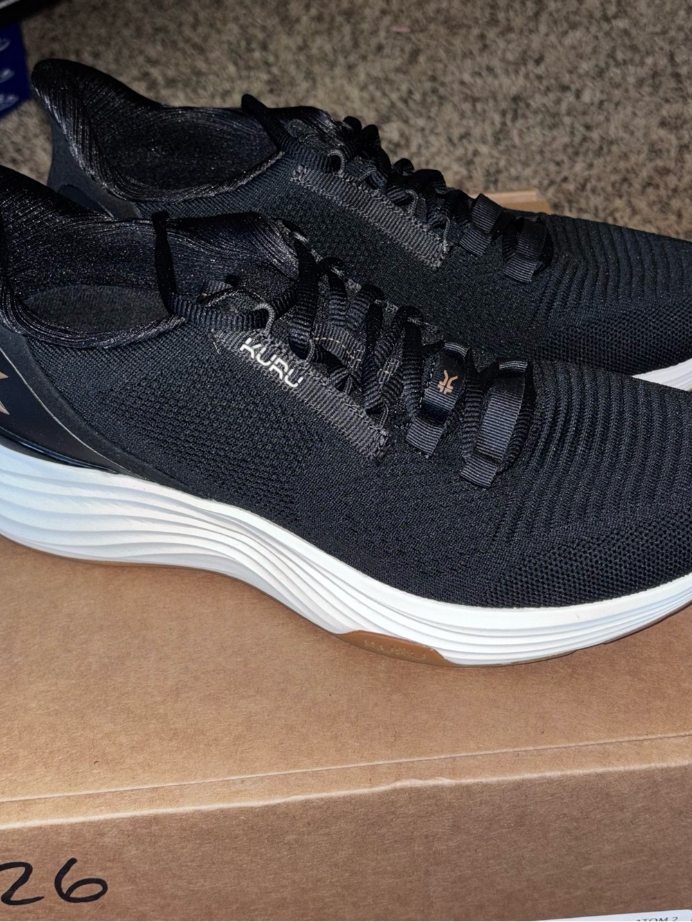 Kuru Atom 2 Women’s Shoes Size 10.5 Wide Running Jet Black Desert Tan Sneakers
